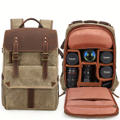 Waterproof Canvas Dslr Bag Large Capacity Camera Backpack
