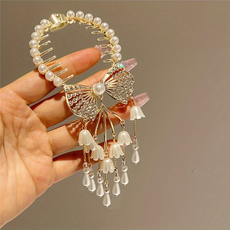 Retro Tassel Bun Buckle Glitter Hair Claw Lily & Bow Hair Accessories Gift
