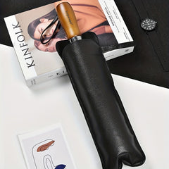 10 Ribs Auto Open Close Umbrella with Leather Cover