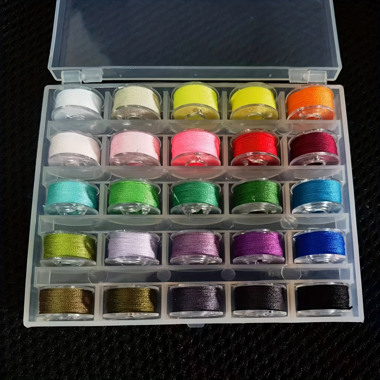 Colorful Bobbins and Sewing Thread with Case