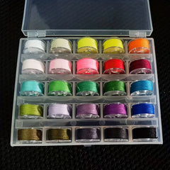 Colorful Bobbins and Sewing Thread with Case