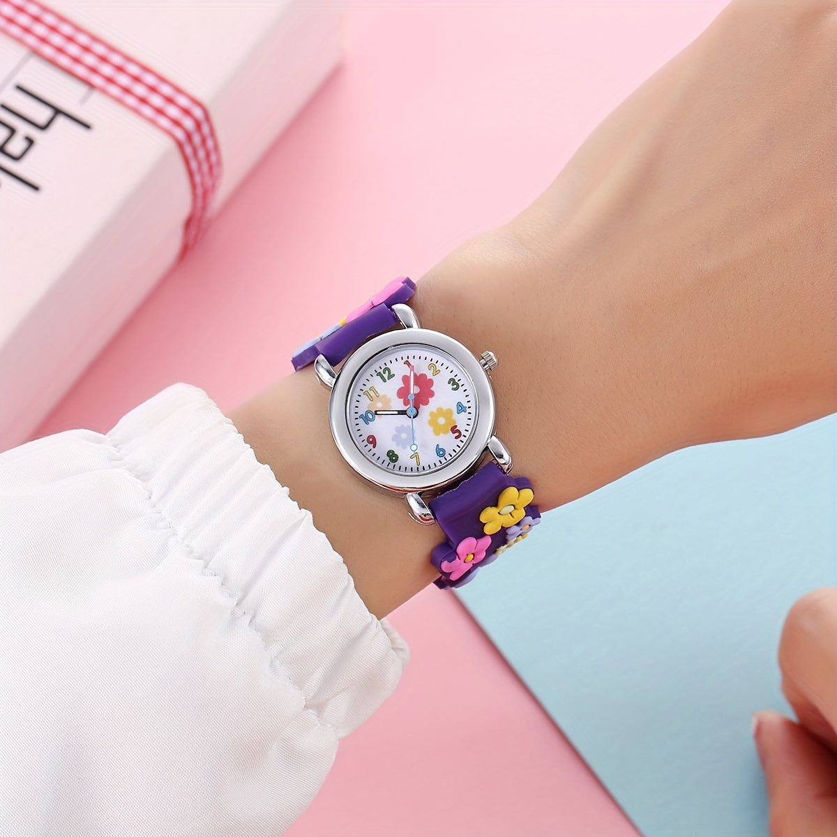 Kids Plastic Flower Pattern Watch