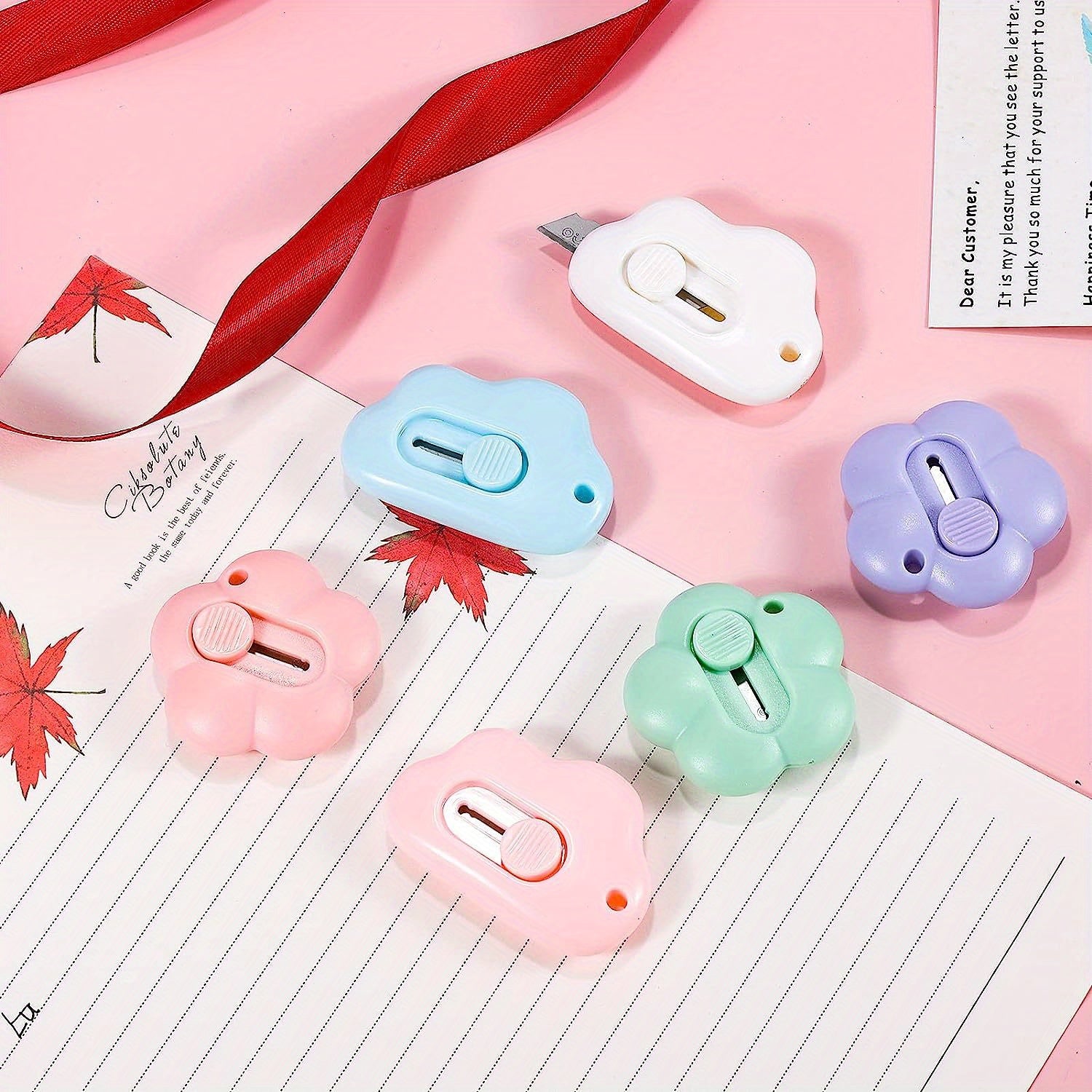 6 Pcs Mini Retractable Utility Cutter for Office School Art Supplies