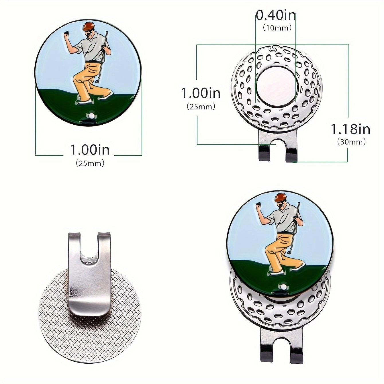 1pc Golf Ball Marker Metal Ball Mark Golf Hat Clip Golf Accessories