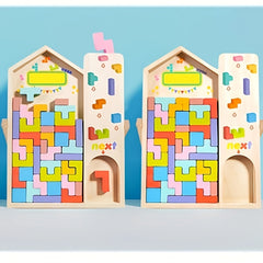 Colorful 3D Wooden Puzzle Blocks for Kids DIY Educational Brain Teaser Toy