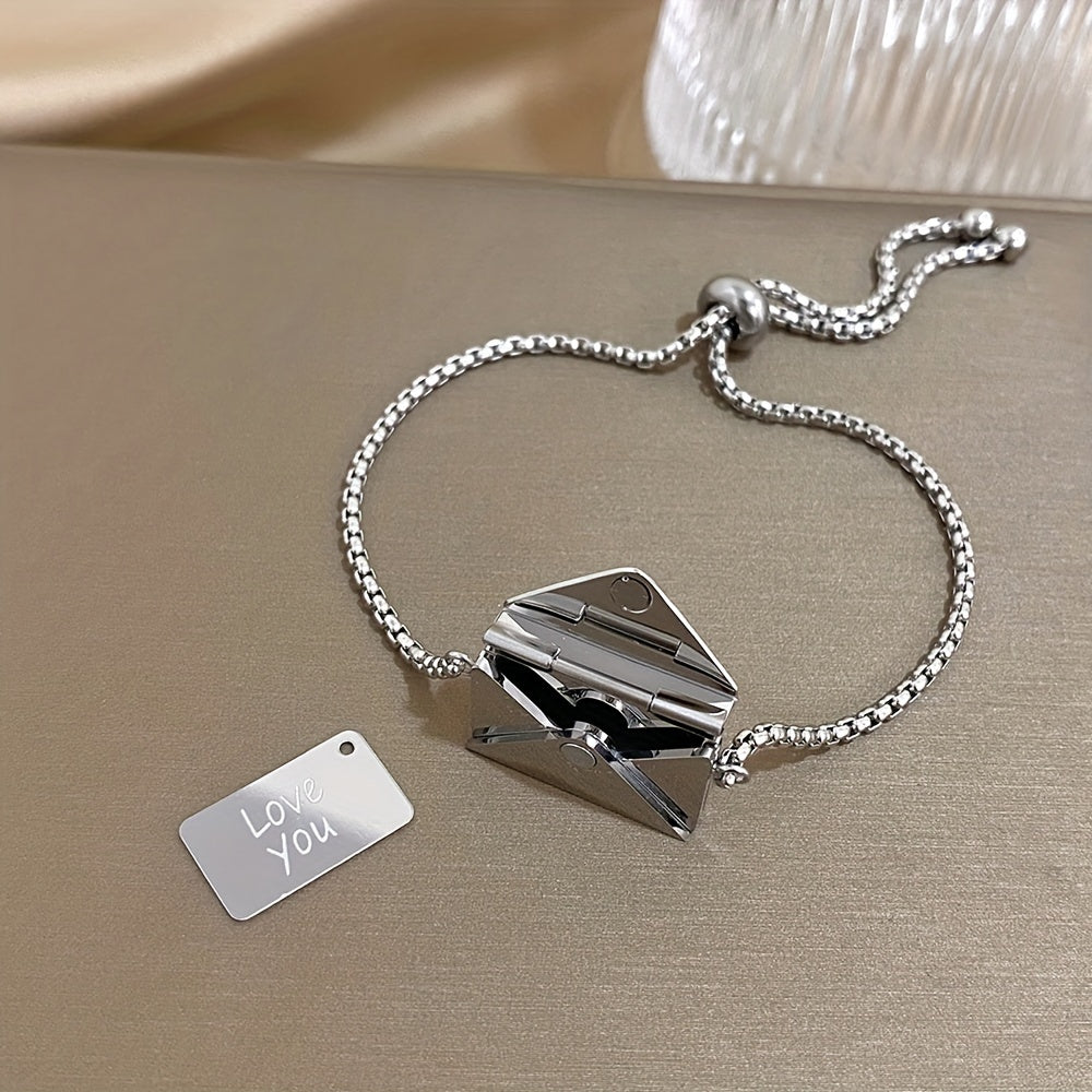 18K Plated Stainless Steel Envelope Pendant Bracelet