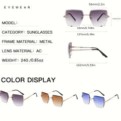 Rimless Square Sunglasses UV400 Sun Shades for Women Men