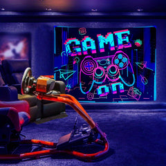 Fluorescent UV Light Tapestry Wall Hanging - Game Night Party Design
