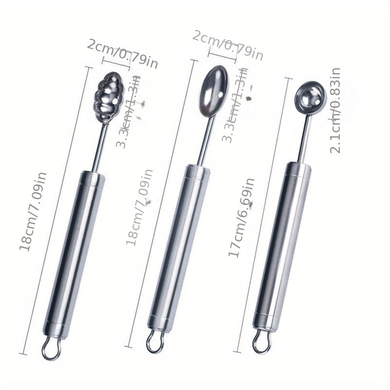 3pcs Stainless Steel Melon Baller Scoop Watermelon Spoon