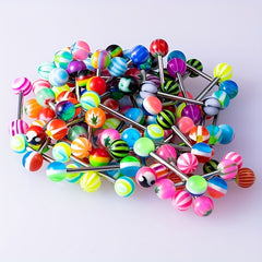 10pcs Colorful Acrylic Ball Tongue Barbell Stud Nipple Ring Tragus
