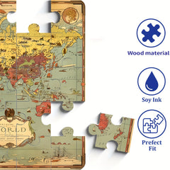 1000pcs Jigsaw Puzzle Retro World Map Wooden Crafts 19.25 x 26.75 inches