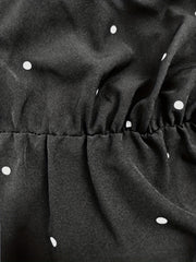  Dot Print Puff Sleeve A Line Dress With Belt