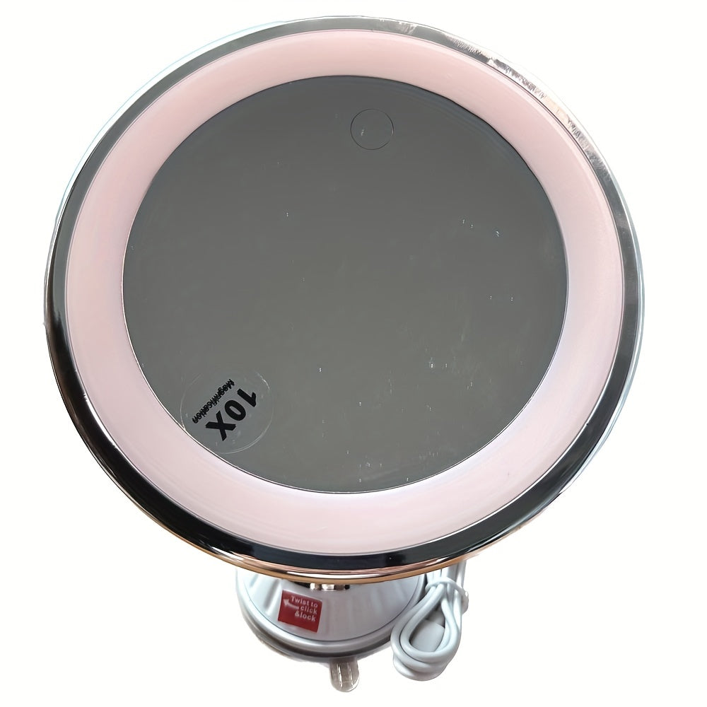 Portable 10X Magnifying Makeup Mirror with 3 Lighting