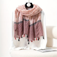 Boho Paisley Print Tassel Scarf Soft Shawl Light Thin Breathable Headband