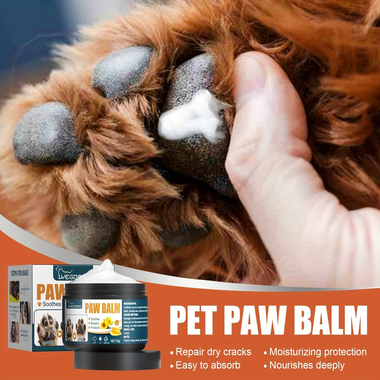 Pet Paw Balm for Dogs/Cats Soothes Dry Paws