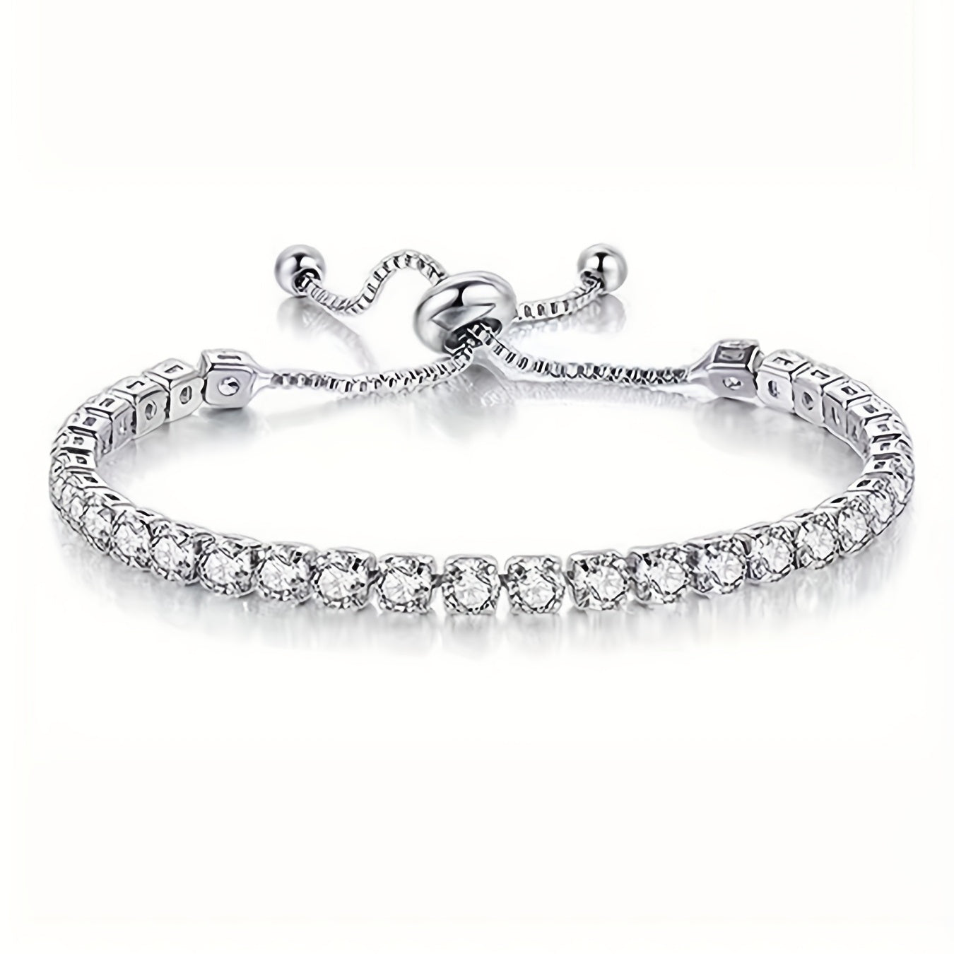 Telescopic Box Bracelet Silver Plated Zicron Inlaid Women's Accessories
