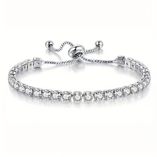 Telescopic Box Bracelet Silver Plated Zicron Inlaid Women's Accessories