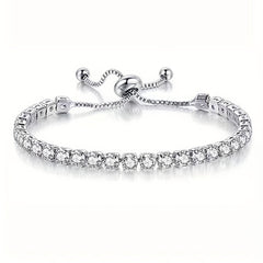 Telescopic Box Bracelet Silver Plated Zicron Inlaid Women's Accessories