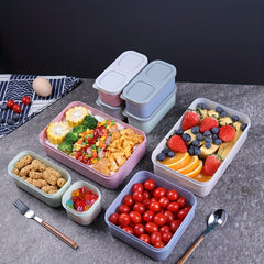 Bento Lunch Box 1-6 Compartment Meal Prep Container Stackable Durable Reusable