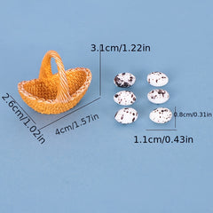 Dollhouse Miniature Chicken Egg Basket for Kitchen Scene Model