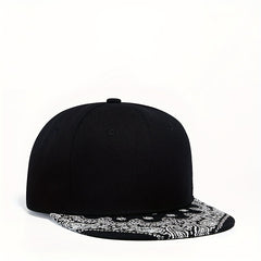 Men's Flower Brim Snapback Baseball Cap Flat Brim Hat