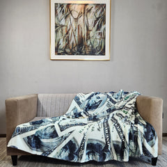 Warm Flannel Blanket with 3D Dollar Pattern Printing
