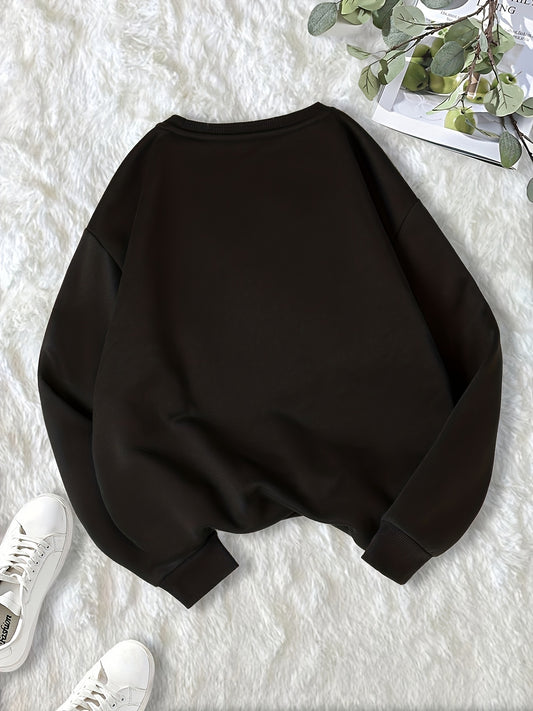 Smiling Face & Letter Print Crew Neck Sweatshirt