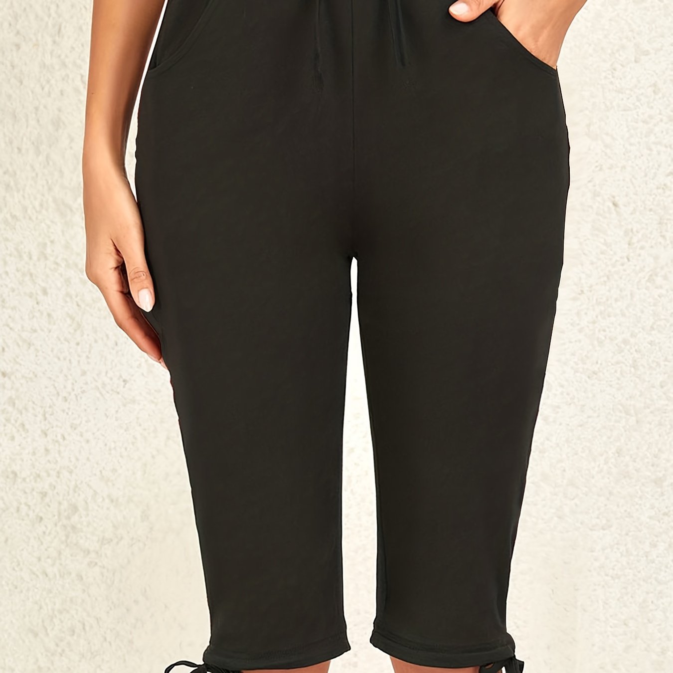 Women's Plus Size Casual Drawstring Knee Length Pants