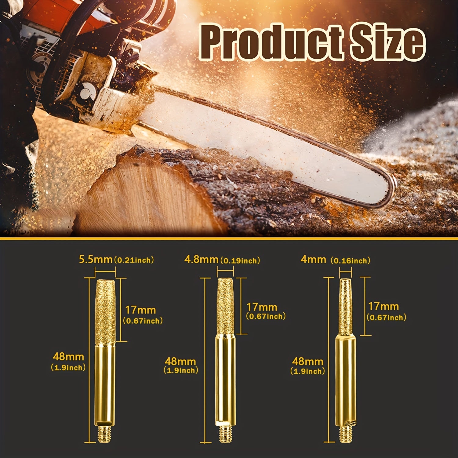 6mm Shank Golden Grinding Head Set Grinder Taper Head