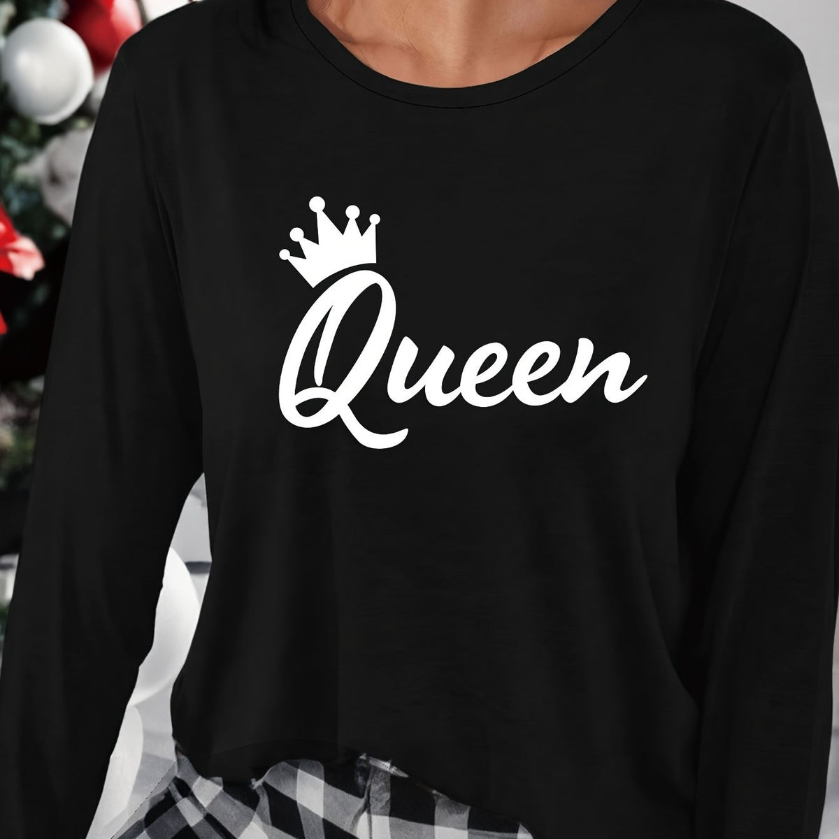 Letter Print Lounge Top Crew Neck Long Sleeve