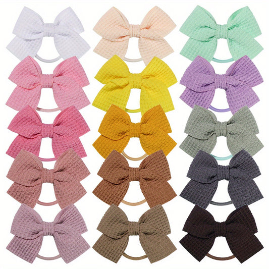 15pcs Random Bow Hair Tie Hair Bands Ponytail Holders for Baby Girls