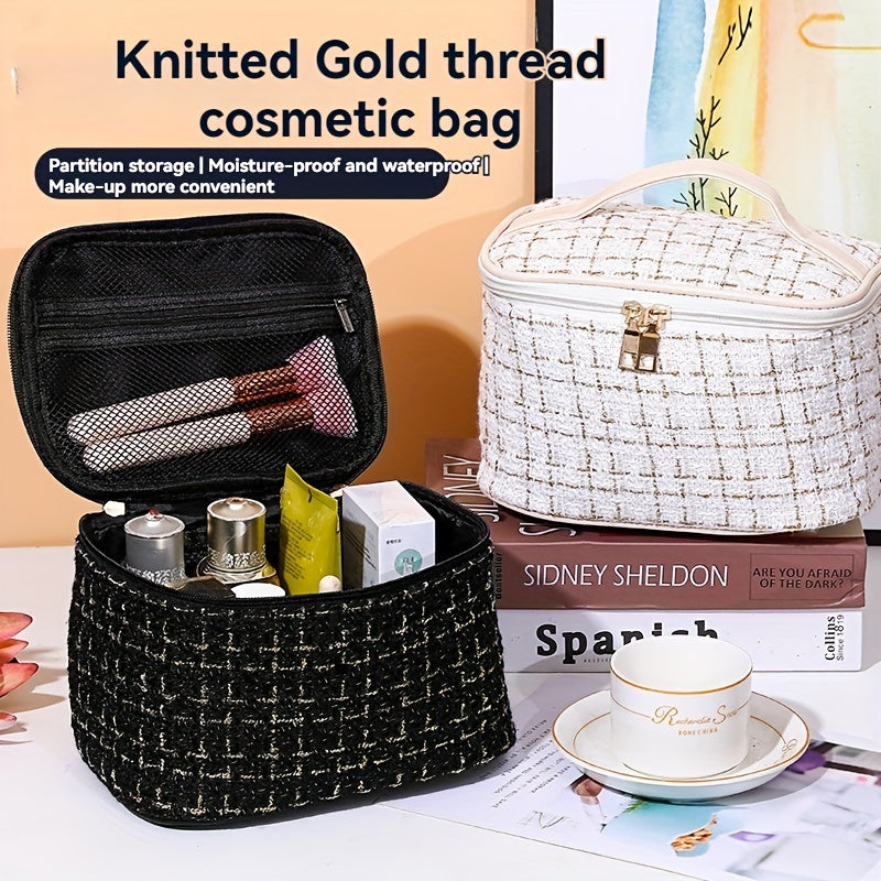 Plaid Travel Cosmetic Bag Large Capacity Toiletry Storage Organizer Handbag