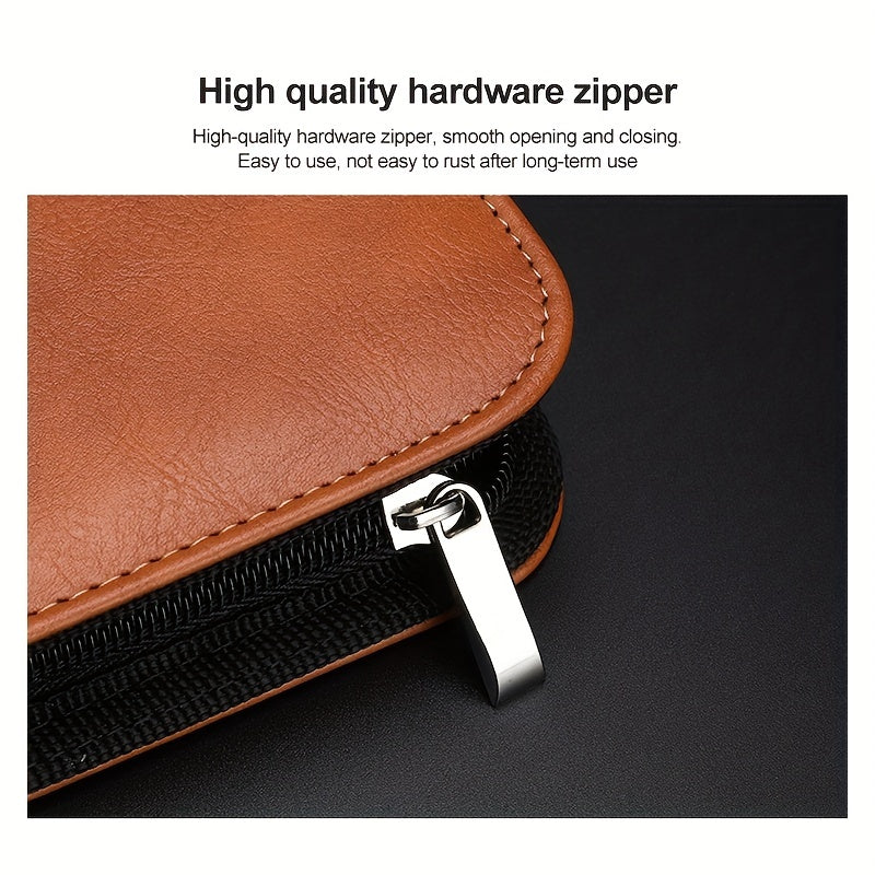 A5 PU Leather Notebook with Card Slot and Zipper Bag