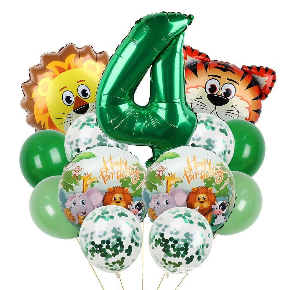 13pcs Jungle Wildlife Balloon Set for Boys' Birthday & Baby Showers
