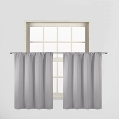 Thermal Insulated Blackout Curtains Rod Pocket Silvery Gray