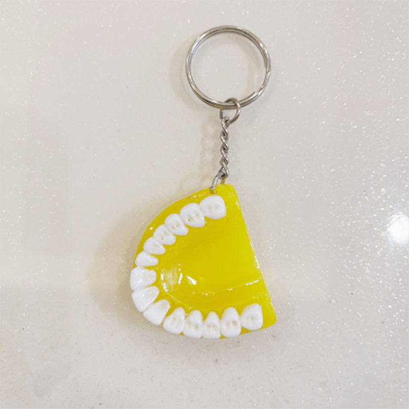 Denture Model Keychain Funny Resin Tooth Key Ring Accessory