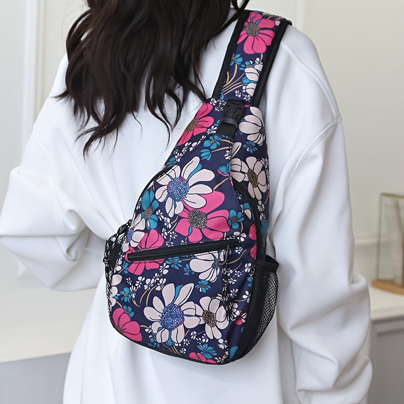 Floral Crossbody Sling Backpack Women Nylon Chest Bag