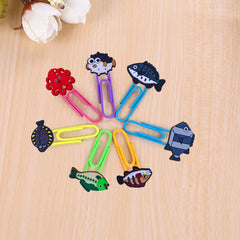10pcs Cartoon Paper Clips Colorful Bookmark Plie...