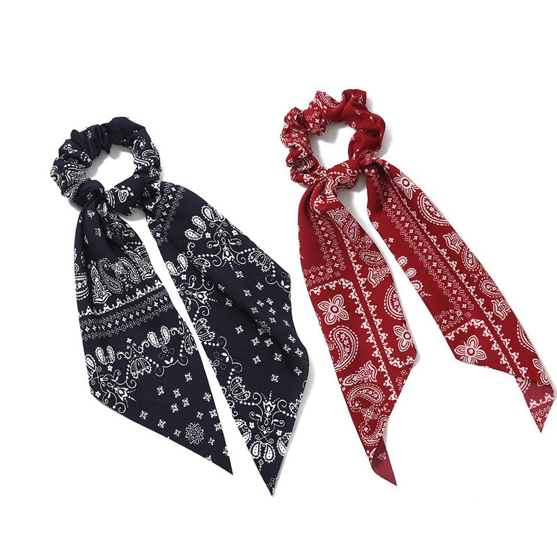 2pcs Paisley Bowknot Hair Scarf Scrunchies Hair Tie Elastic Hair Scrunchy