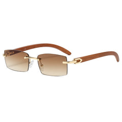 Punk Rimless Rectangle Sunglasses Vintage Small Frame Sun Glasses
