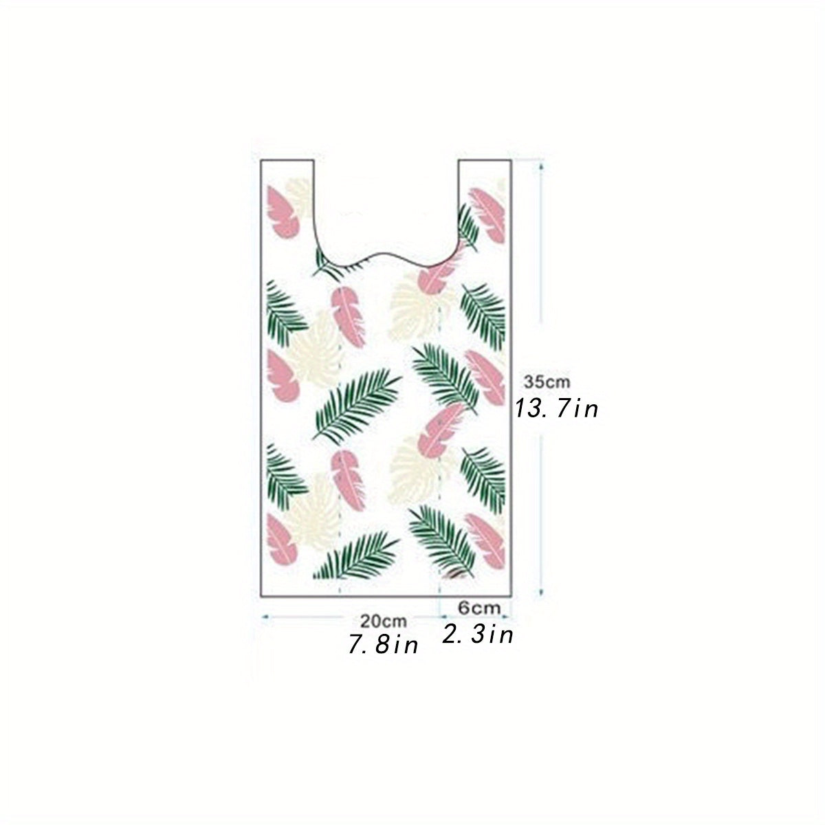 50pcs Leaf Feather Printed Shopping Bags for Take Out Grocery Shopping