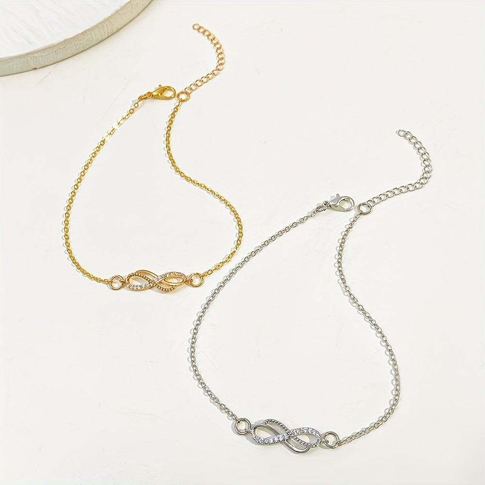 Infinity 8 Character Chain Anklet 18K Plated Zinc Alloy