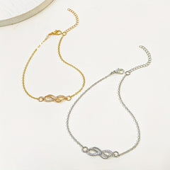 Infinity 8 Character Chain Anklet 18K Plated Zinc Alloy
