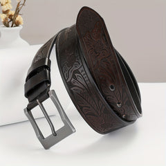 Embossed Leather Belt Retro Casual Belt Men