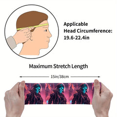 Astronaut Skull Sports Headband Sweat Wicking Stretchy Polyester Cyberpunk