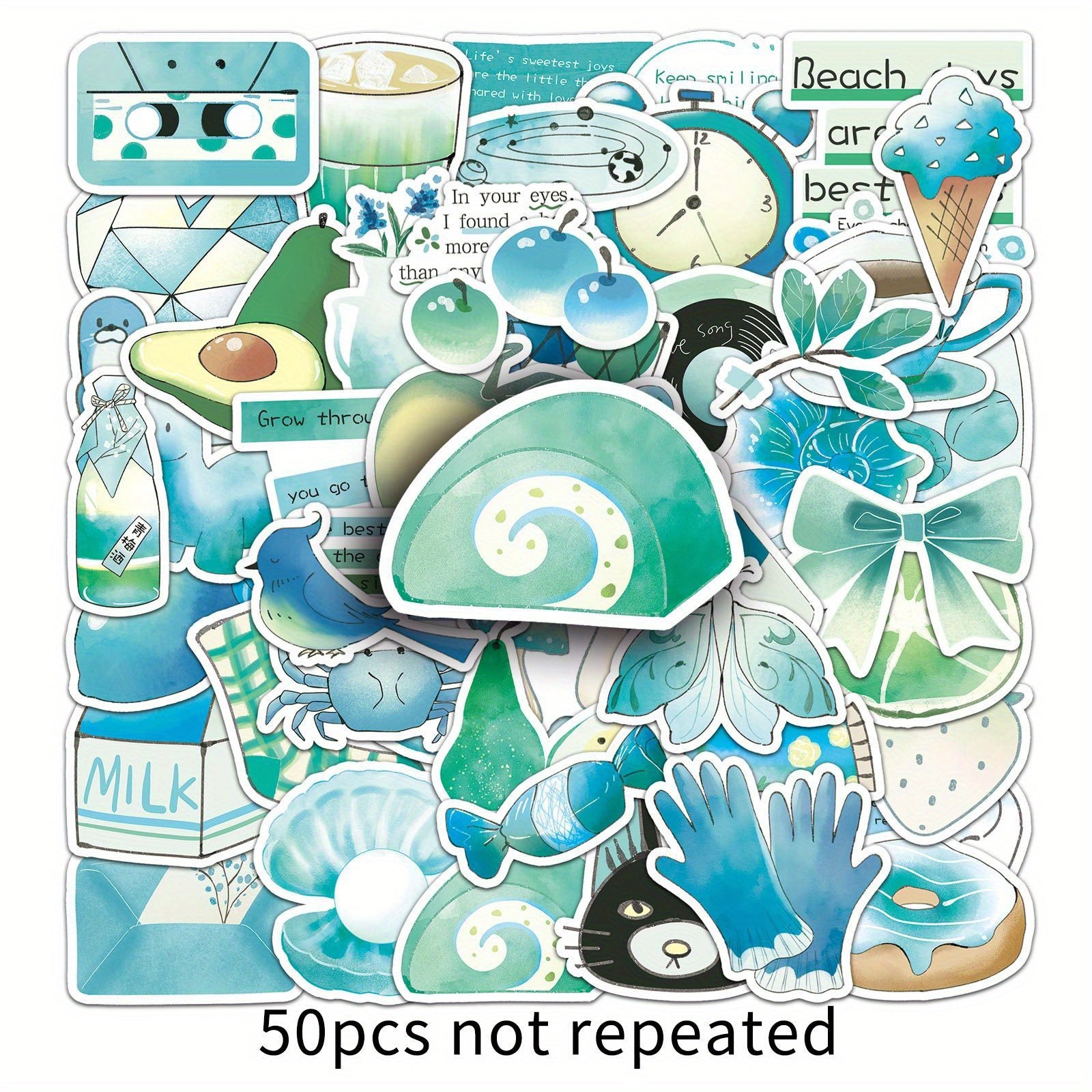 50pcs Cartoon Graffiti Stickers, Self Adhesive, Mixed Colors, Irregular Shapes