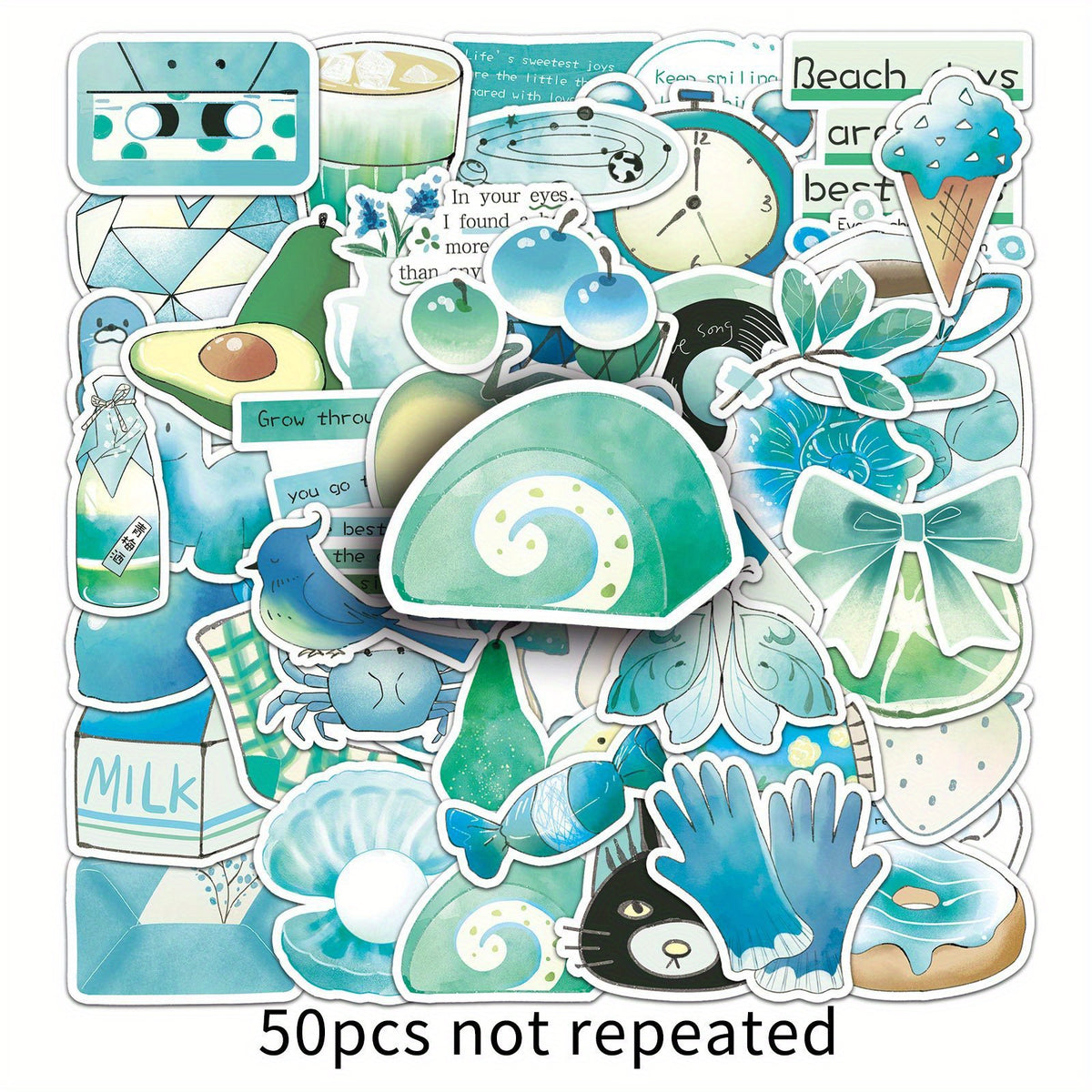 50pcs Cartoon Graffiti Stickers, Self Adhesive, Mixed Colors, Irregular Shapes