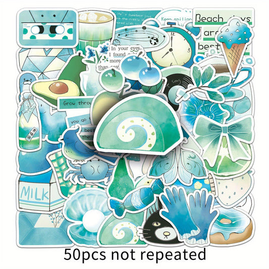 50pcs Cartoon Graffiti Stickers, Self Adhesive, Mixed Colors, Irregular Shapes
