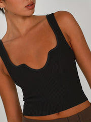 Sexy Sleeveless Tank Top Solid Notched Neck Summer Women's Clothing