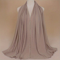Chiffon Glitter Chain Bandana Scarf Lightweight Solid Hijab Scarf